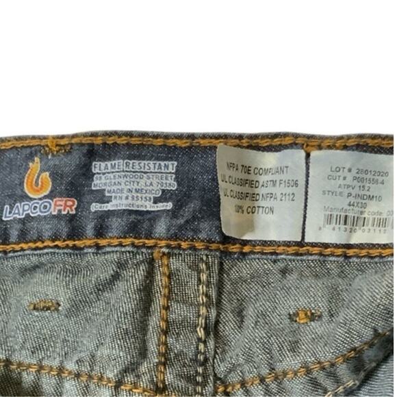 LAPCO FR Flame Resistant Jeans Men's Size 44x30 Big & Tall Work Wear Denim - Picture 8 of 9